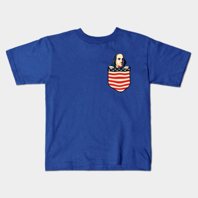 Benjamin Franklin Chest Pocket Kids T-Shirt by Nerd_art